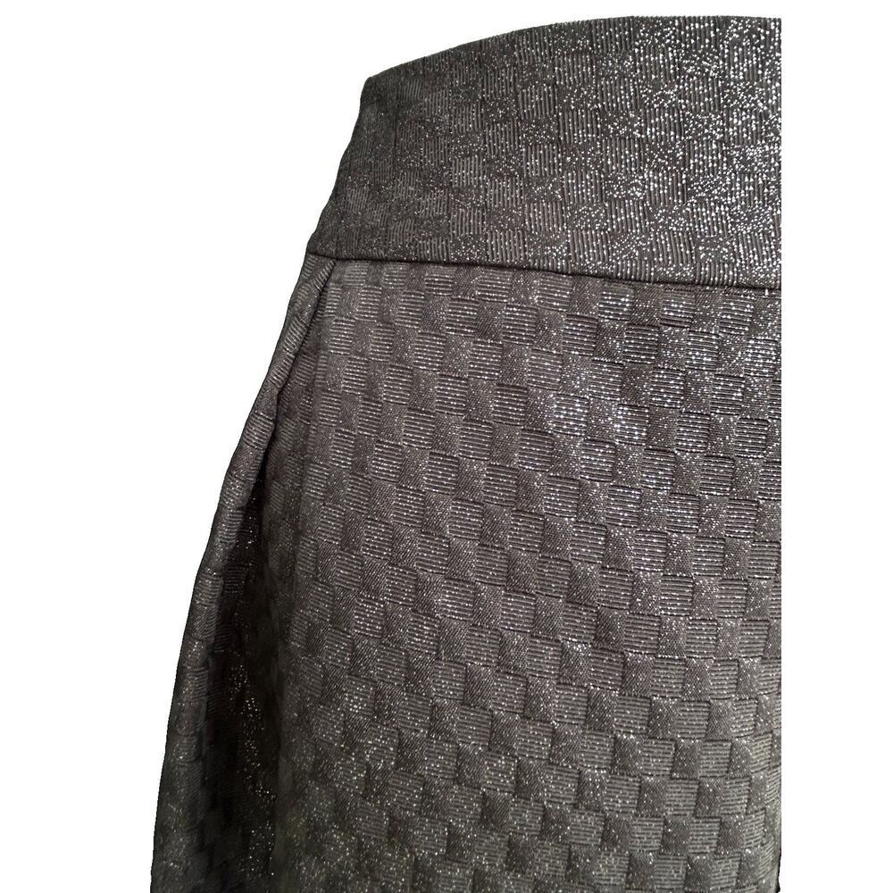 Kate Spade Metallic Jaquard Pleated Mini Skirt Sz 6 Black Shimmer Holiday Party - Picture 5 of 11